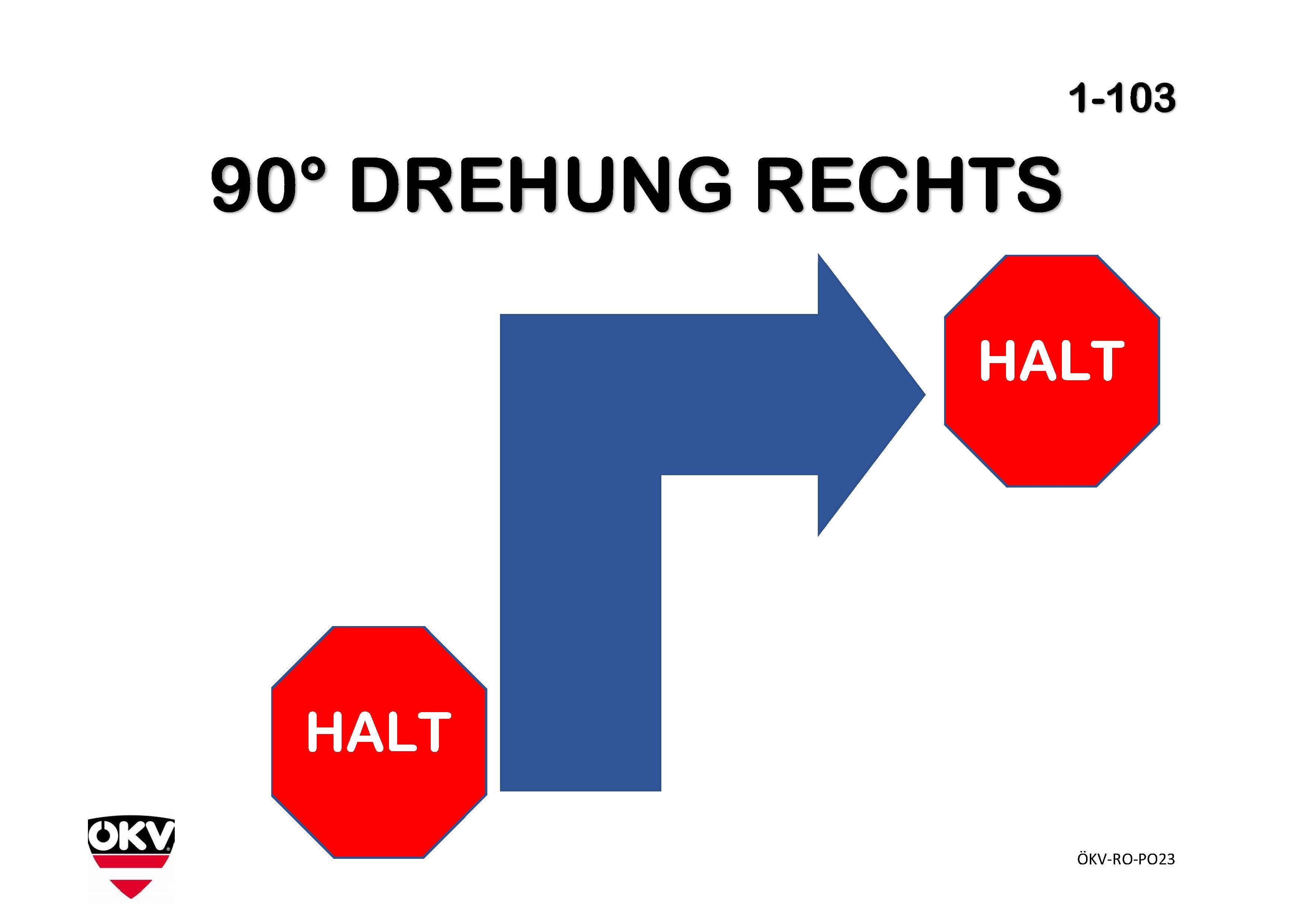 Halt – 90°-Drehung rechts – Halt