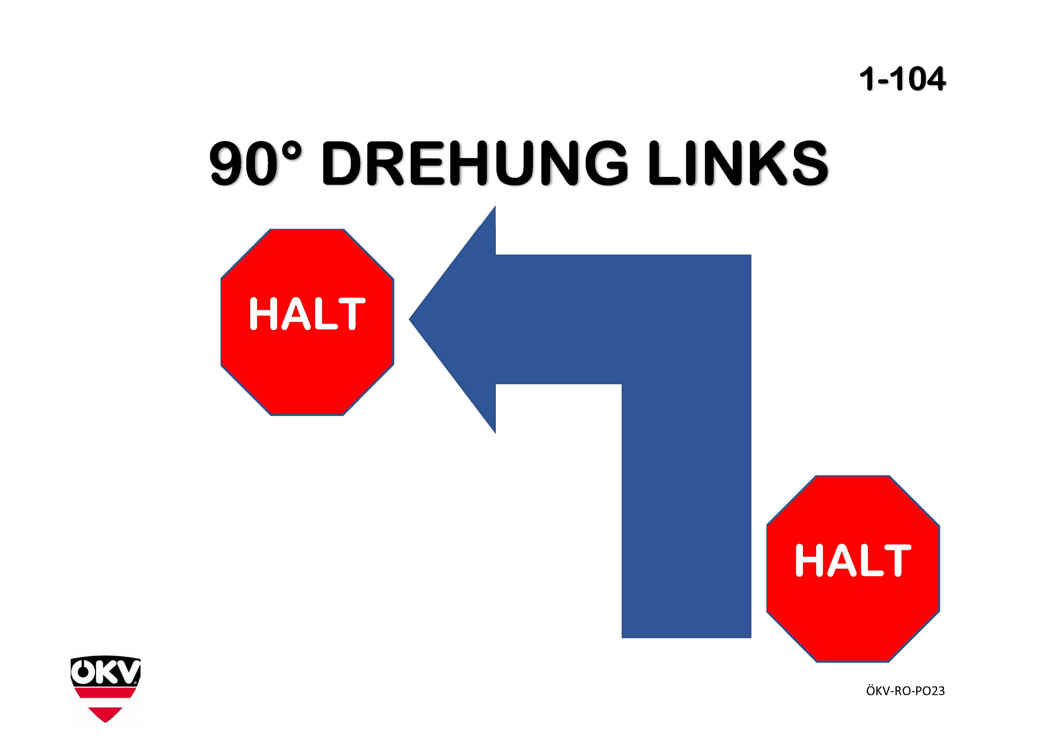 Halt – 90°-Drehung links – Halt