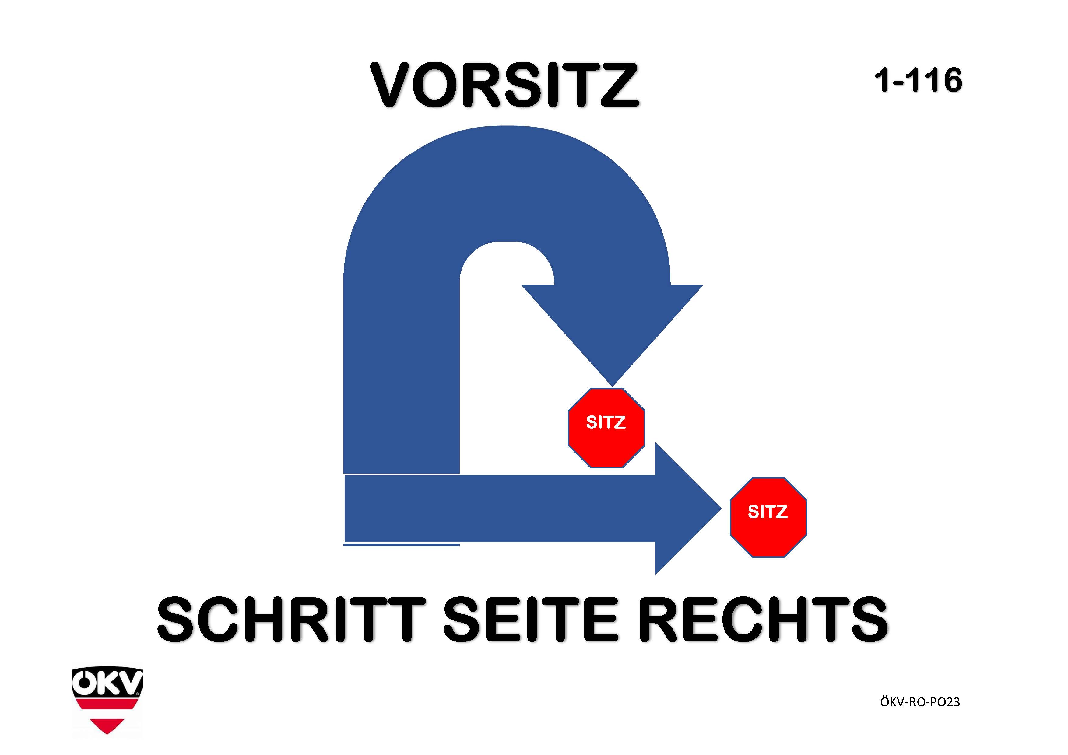 Vorsitz – Schritt zur Seite rechts – Vorsitz