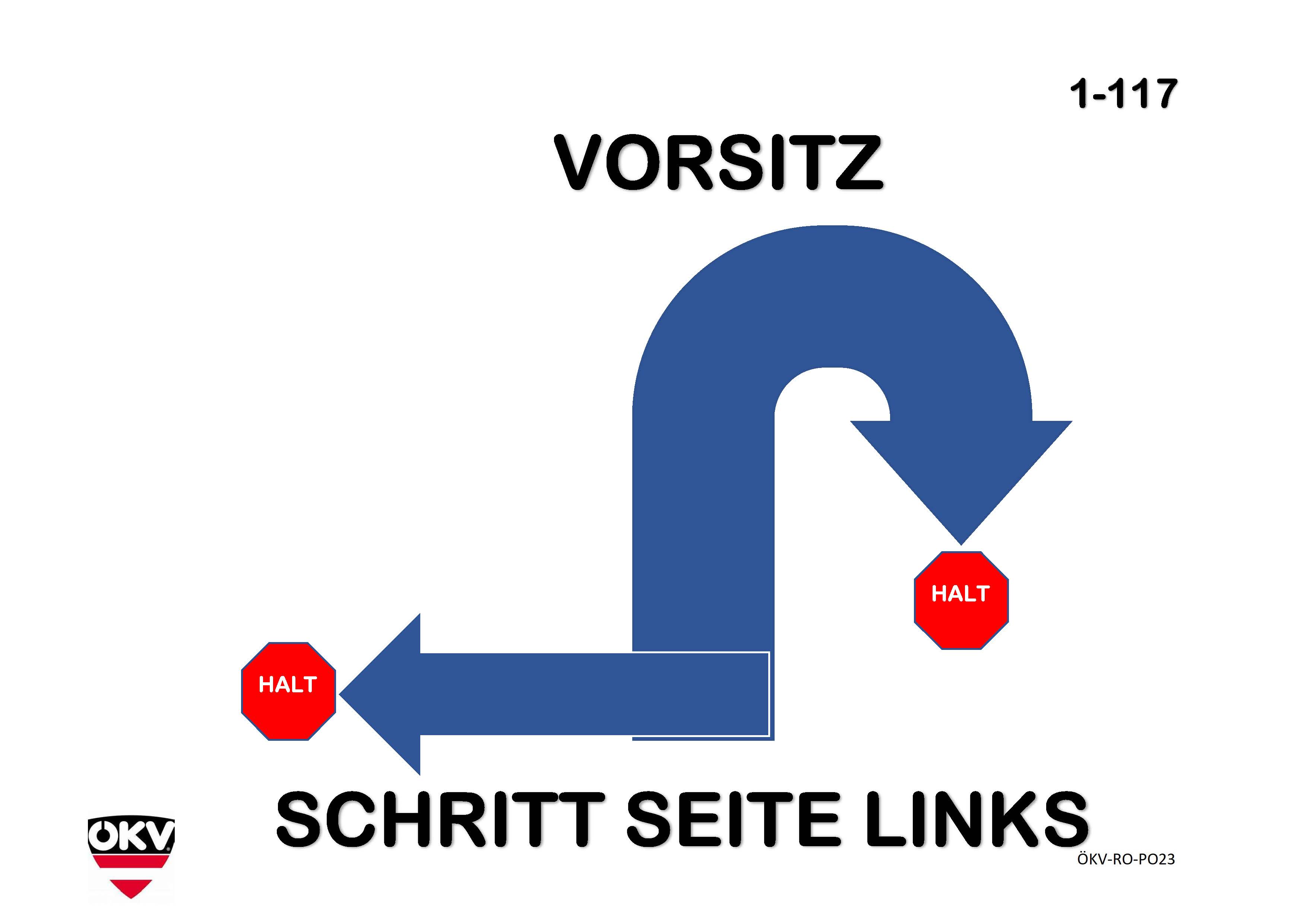 Vorsitz – Schritt zur Seite links – Vorsitz