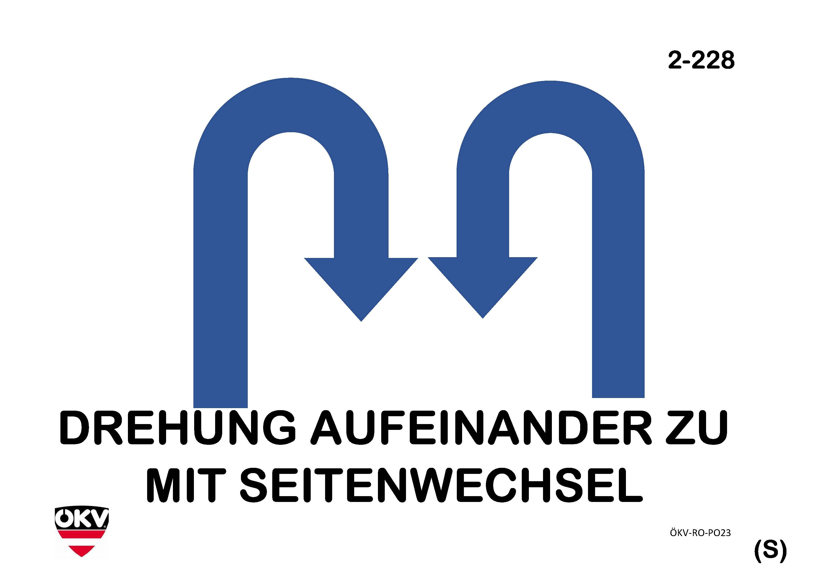 180°-Drehung aufeinander zu mit Seitenwechsel