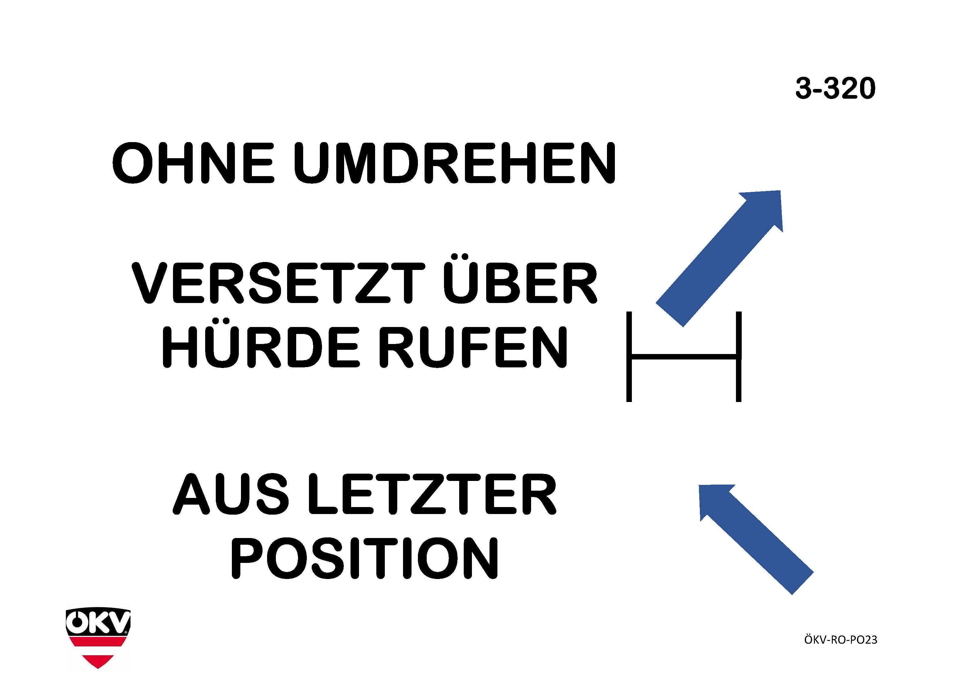 Halt – Ohne Umdrehen aus letzter Position versetzt über die Hürde in die Fußposition rufen